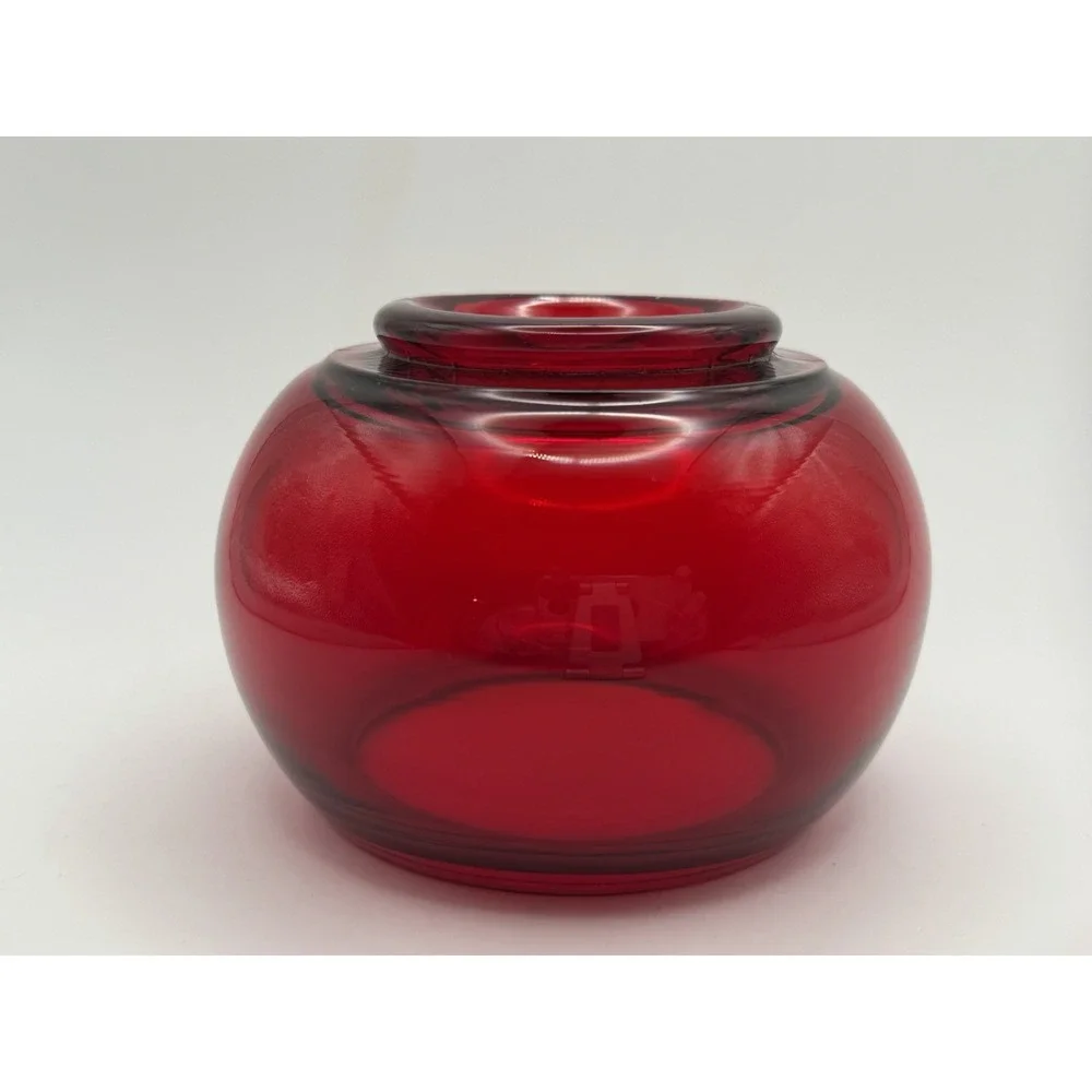 Vintage Viking Glass Ruby Red Rose Bowl Vase 3 1/4